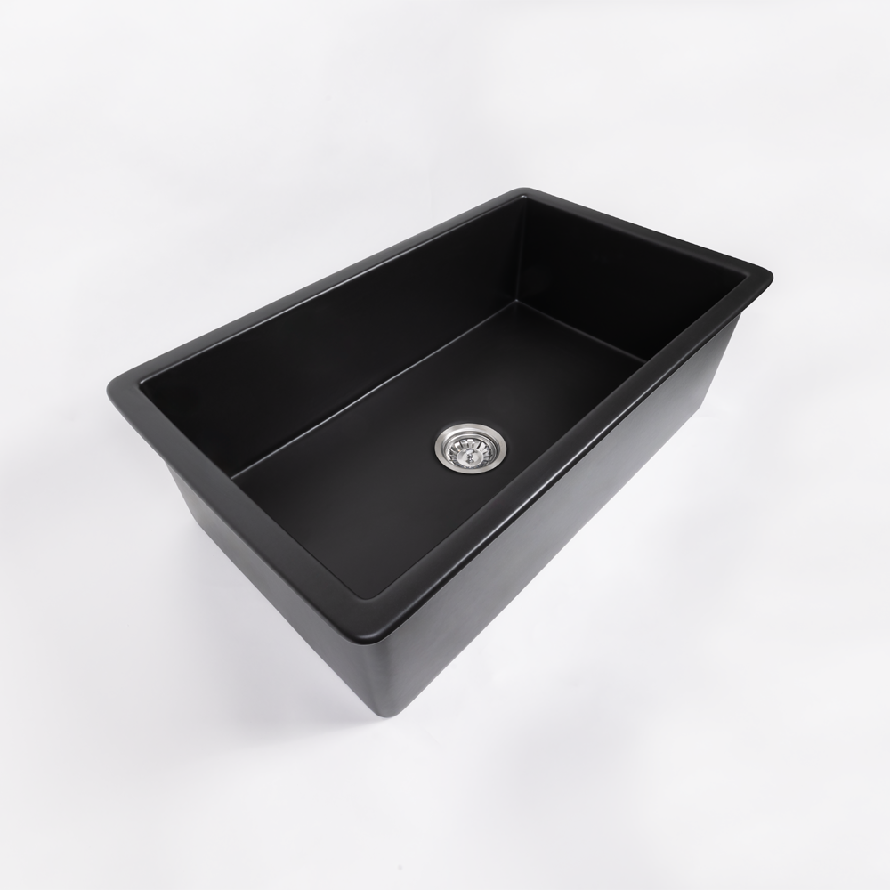 Maurice 813x483 Matte Black Fireclay Single Bowl Sink