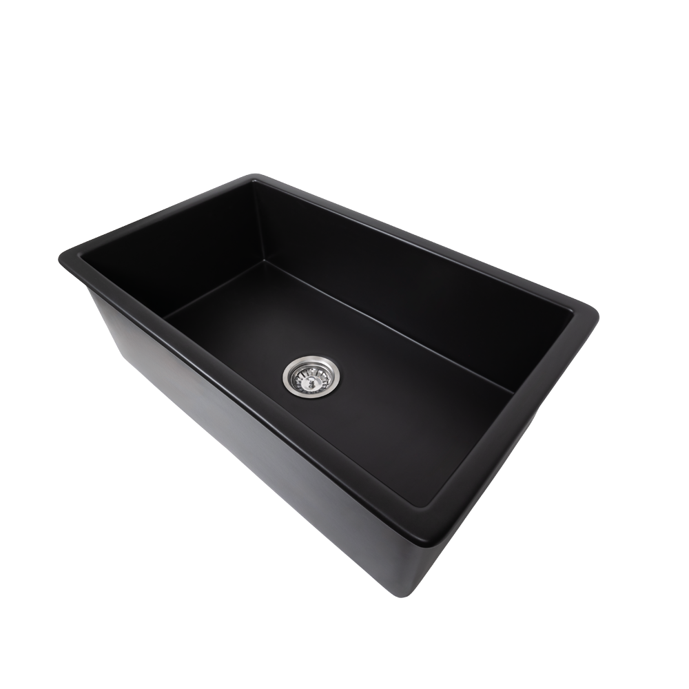 Maurice 813x483 Matte Black Fireclay Single Bowl Sink