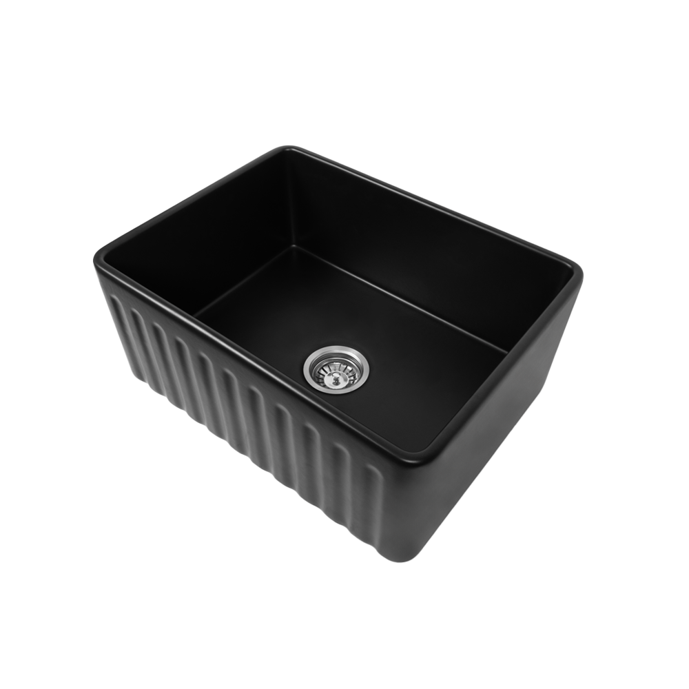 Herman 610x459 Matte Black Farmhouse Fireclay Single Bowl Sink