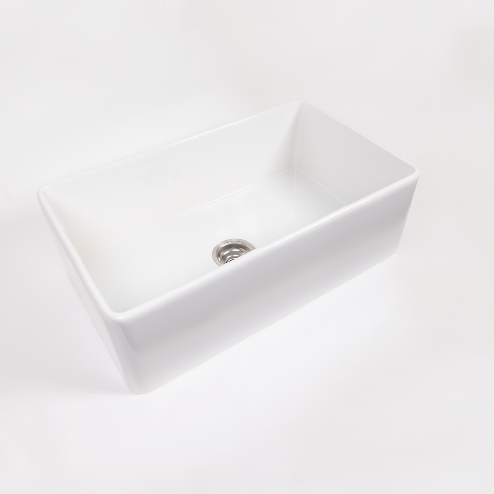 Elodie 760x459 Gloss White Farmhouse Fireclay Single Bowl Sink