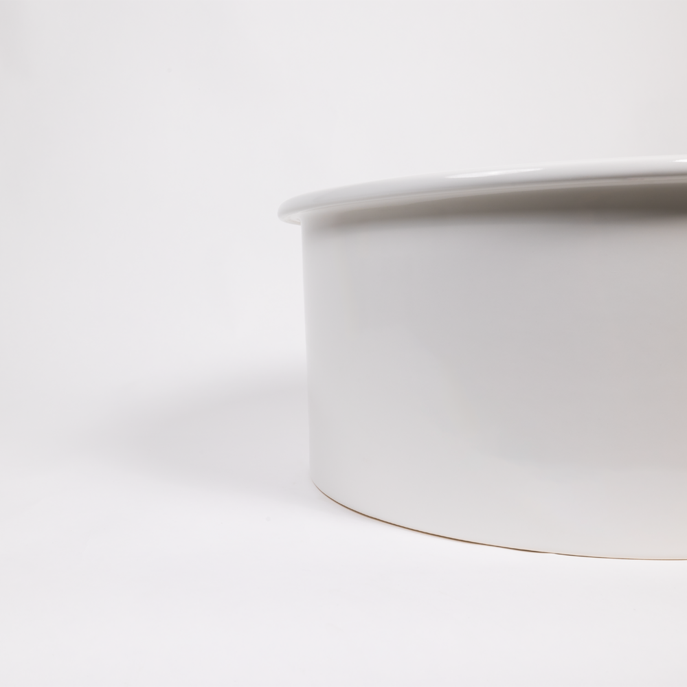 Jocasta 460x460 Gloss White Circle Fireclay Single Bowl Sink