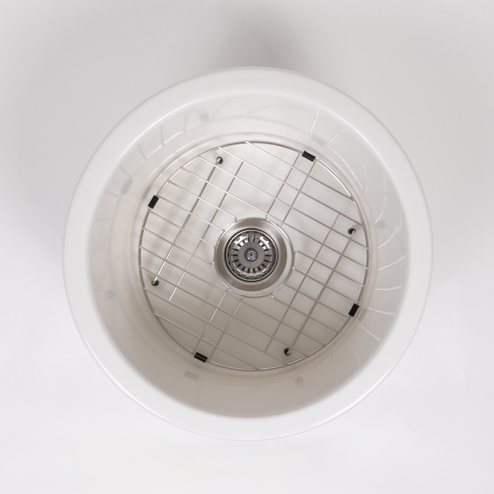 Jocasta 460x460 Gloss White Circle Fireclay Single Bowl Sink