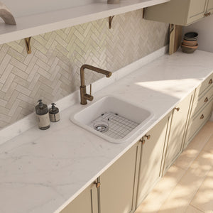 Abigail 483x483 Gloss White Fireclay Single Bowl Sink - Gloss White