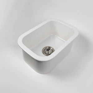 Oswynn 330x483 Gloss White Fireclay Single Bowl Sink - Gloss White