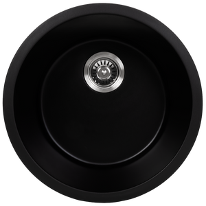 Douglas 460x460 Black Granite Circle Single Bowl Sink - Black
