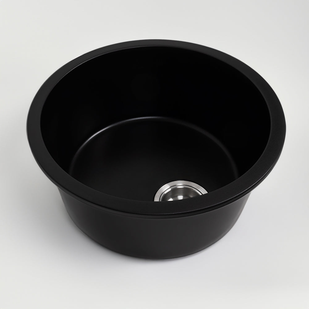 Douglas 460x460 Black Granite Circle Single Bowl Sink