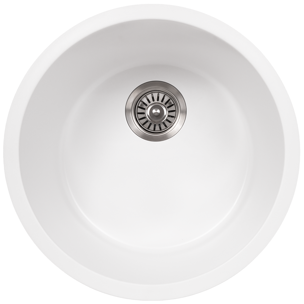 Douglas 460x460 White Granite Circle Single Bowl Sink