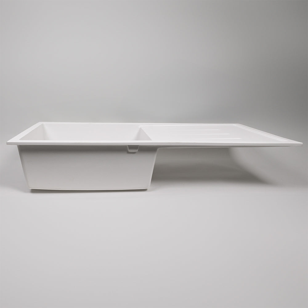 Randall 1000x500 White Granite Drainboard Single Bowl Sink