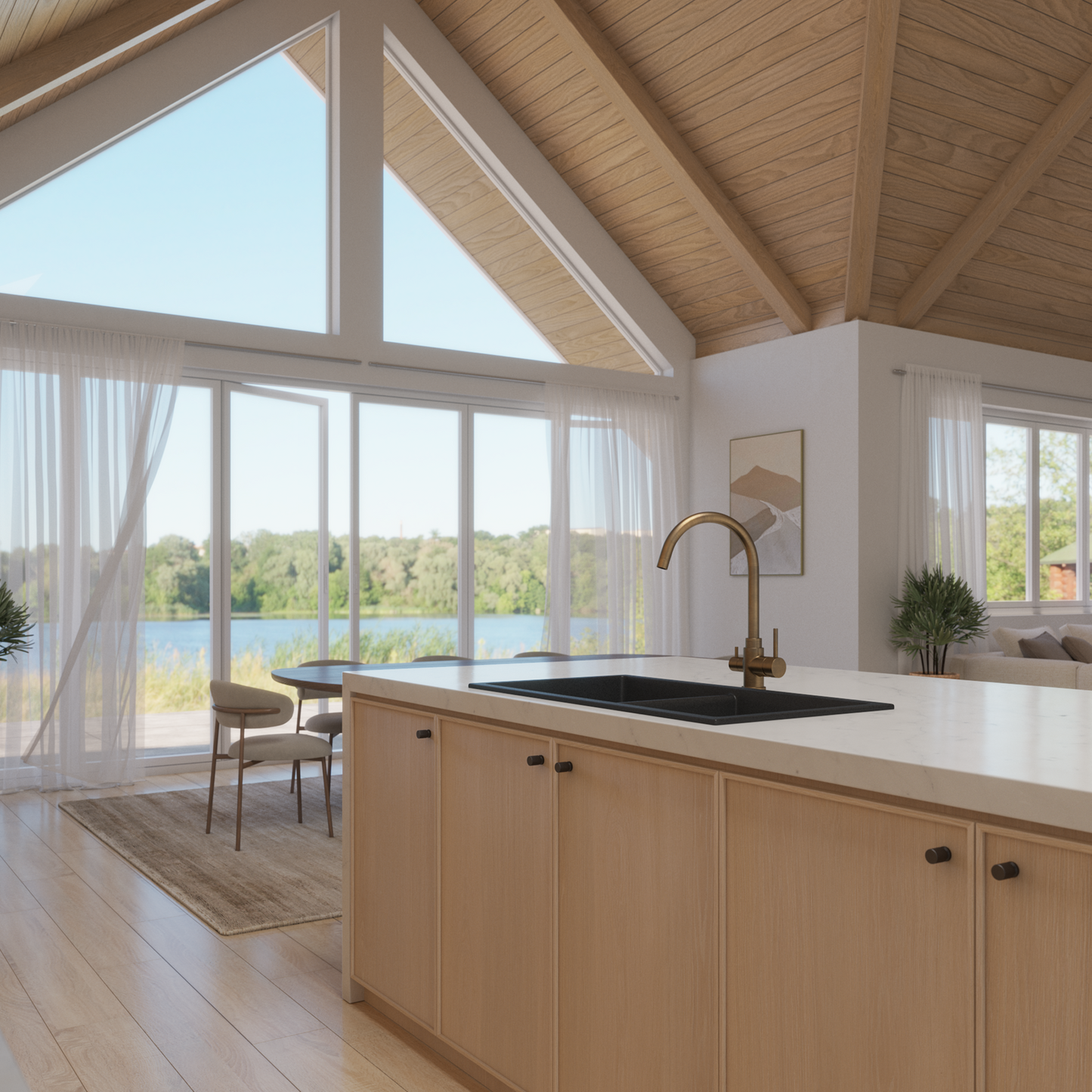 Keith 848x467 Black Granite Square Double Bowl Sink