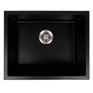 Donald 560x445 Black Granite Square Single Bowl Sink - Black