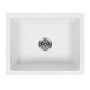 Kenneth 540x430 White Granite Square Single Bowl Sink - White