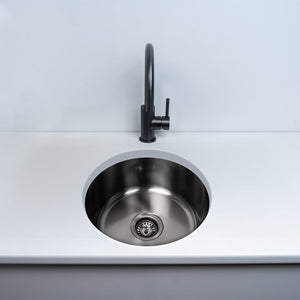 Brushed Gunmetal Divya 425x425 Round Sink - Brushed Gunmetal