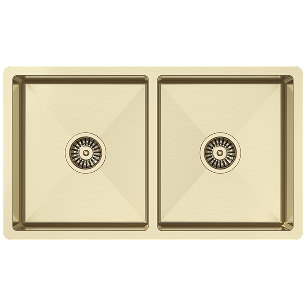 Buildmat Precious Metals Sink Brushed Brass Gold Brushed Brass Gold Madison 775x450 Double Bowl Sink