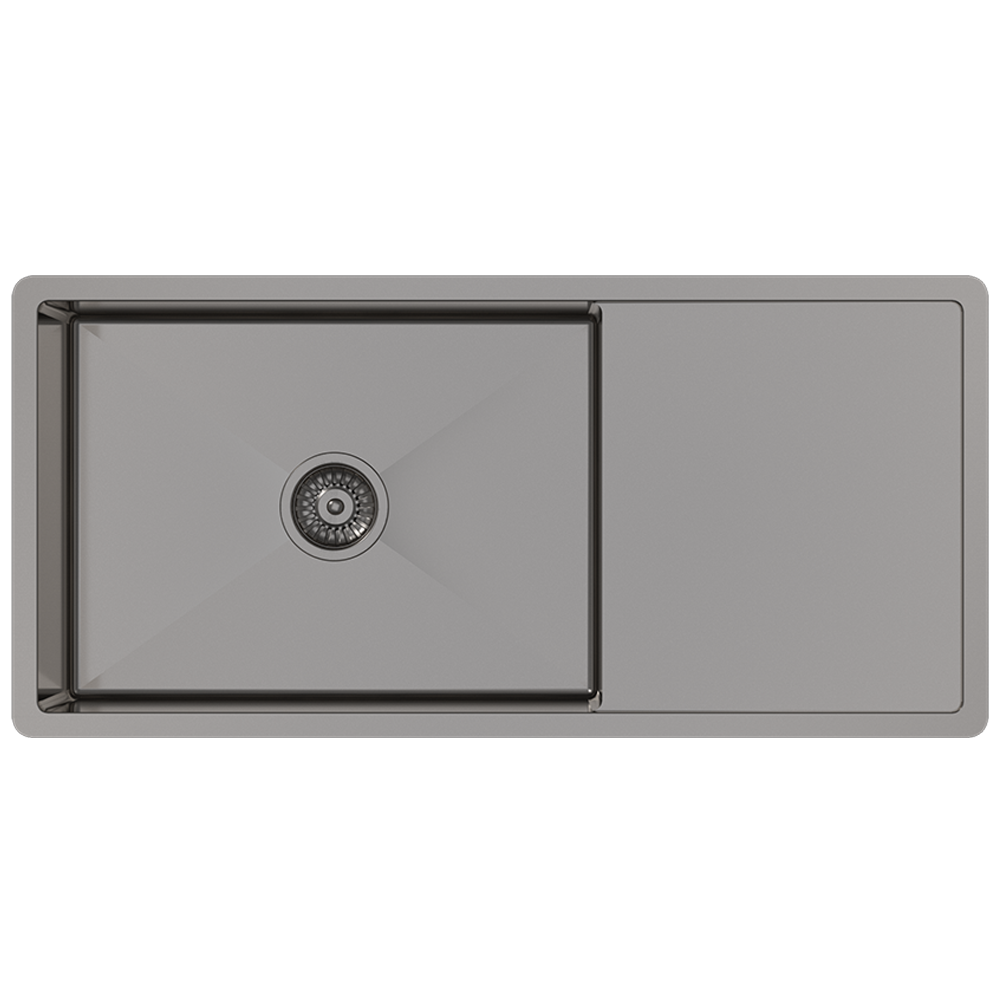 Brushed Gunmetal Cody 950x450 Single Bowl w Drain Board Sink