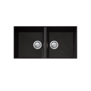 Santorini Double Bowl Undermount Sink Black - Black