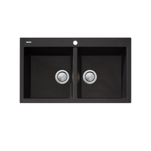 Santorini Double Bowl Topmount Sink Black - Black