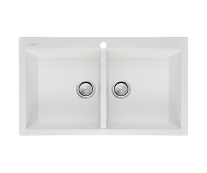 Santorini Double Bowl Topmount Sink White - White