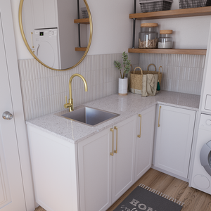 Evelyn 380x500 Single Bowl Tap Landing Sink - Brushed Stainless Steel