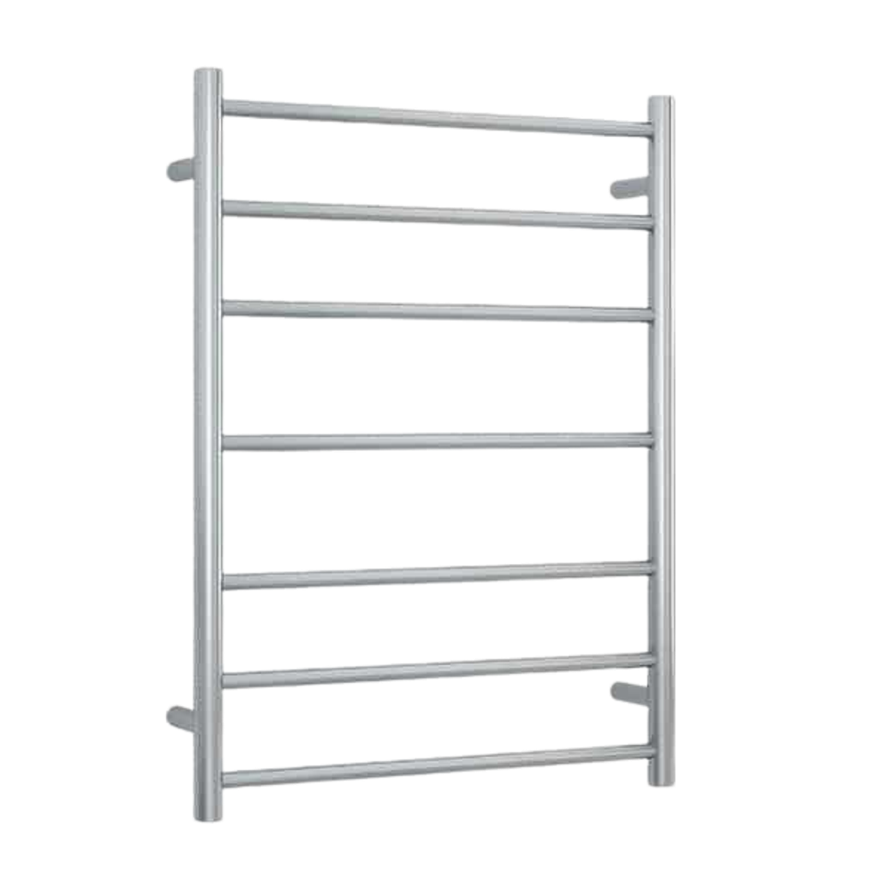 Brushed Straight Round Ladder Heated Towel Rail 600mm Brushed Stainless Steel