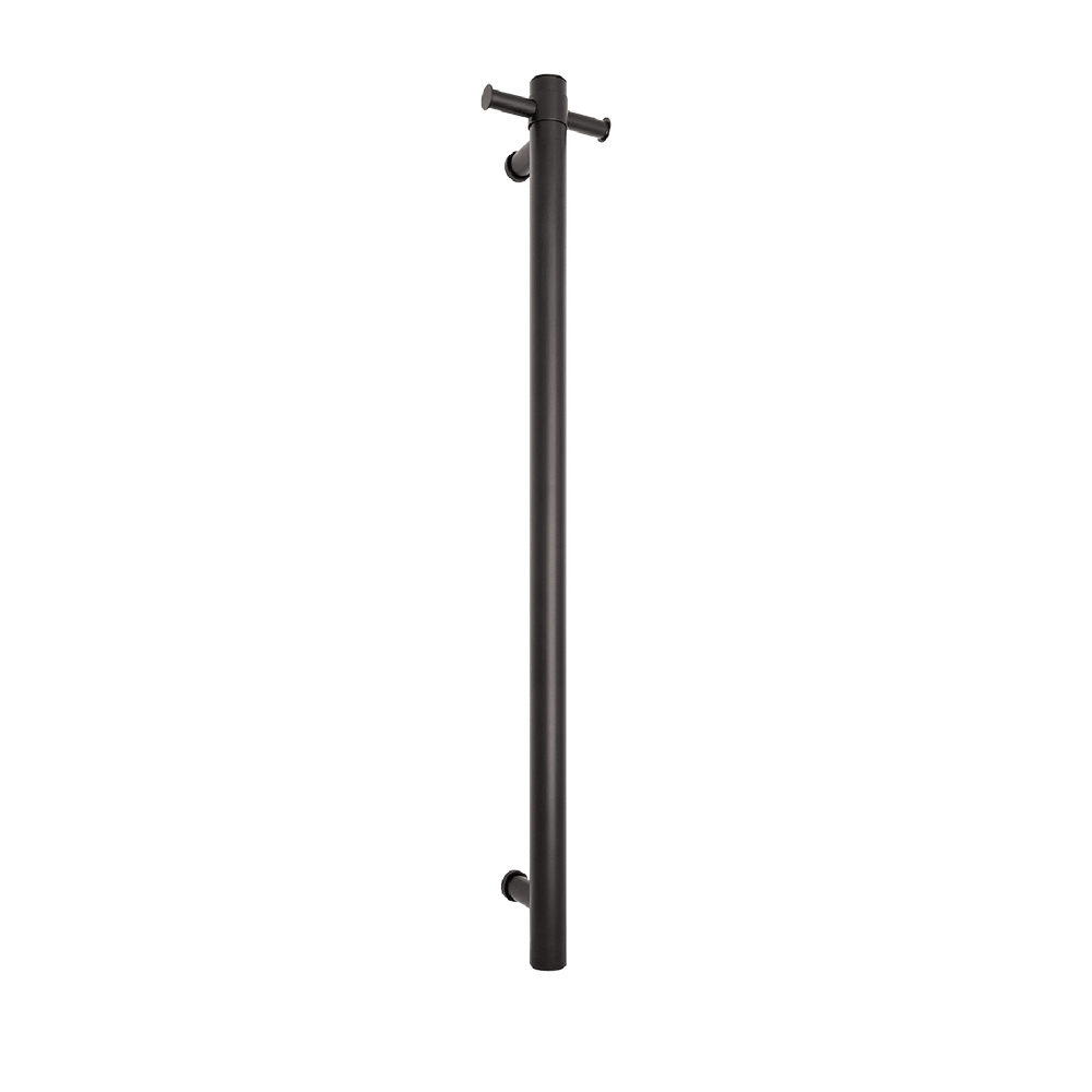 Round Non-Heated Vertical Single Towel Rail Matte Black