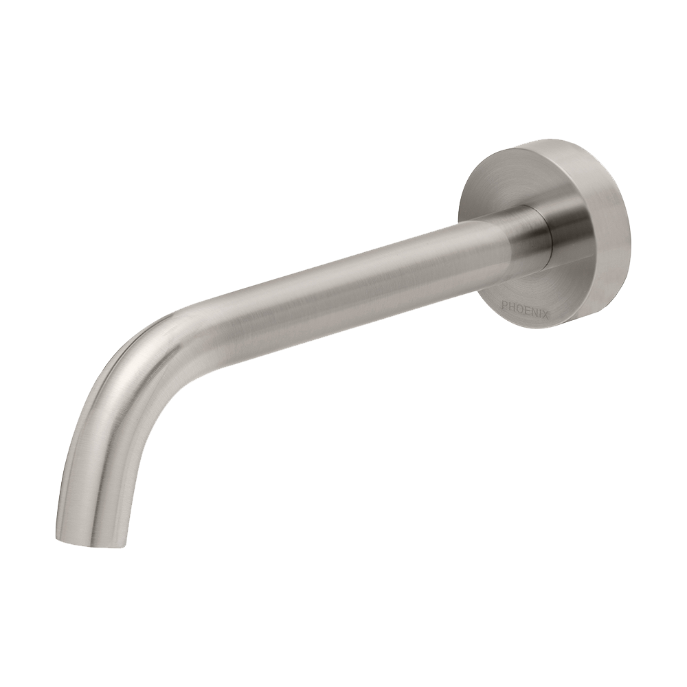 Vivid Slimline Wall Basin Outlet 180mm Curved Brushed Nickel