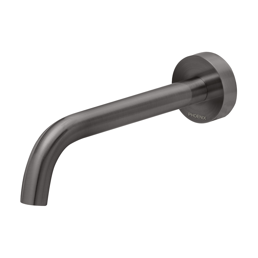 Vivid Slimline Wall Bath Outlet 180mm Curved Brushed Carbon