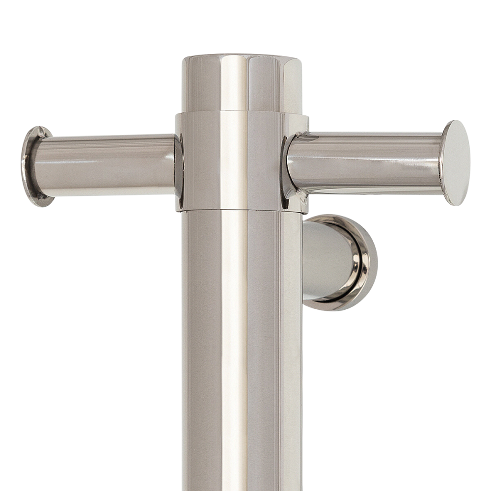 Straight Round Vertical Single Heated Towel Rail Polished Stainless Steel
