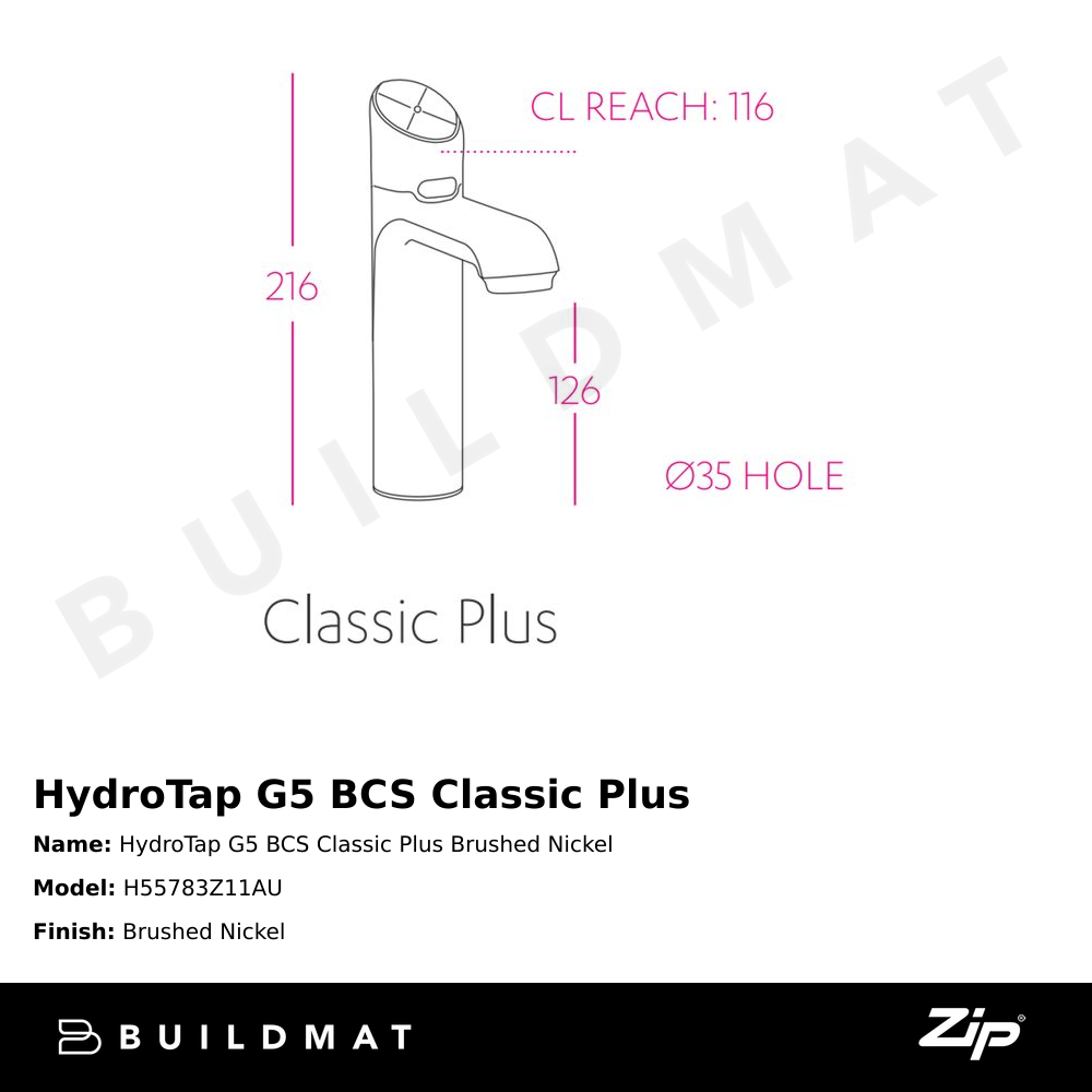 HydroTap G5 BCS Classic Plus Brushed Nickel