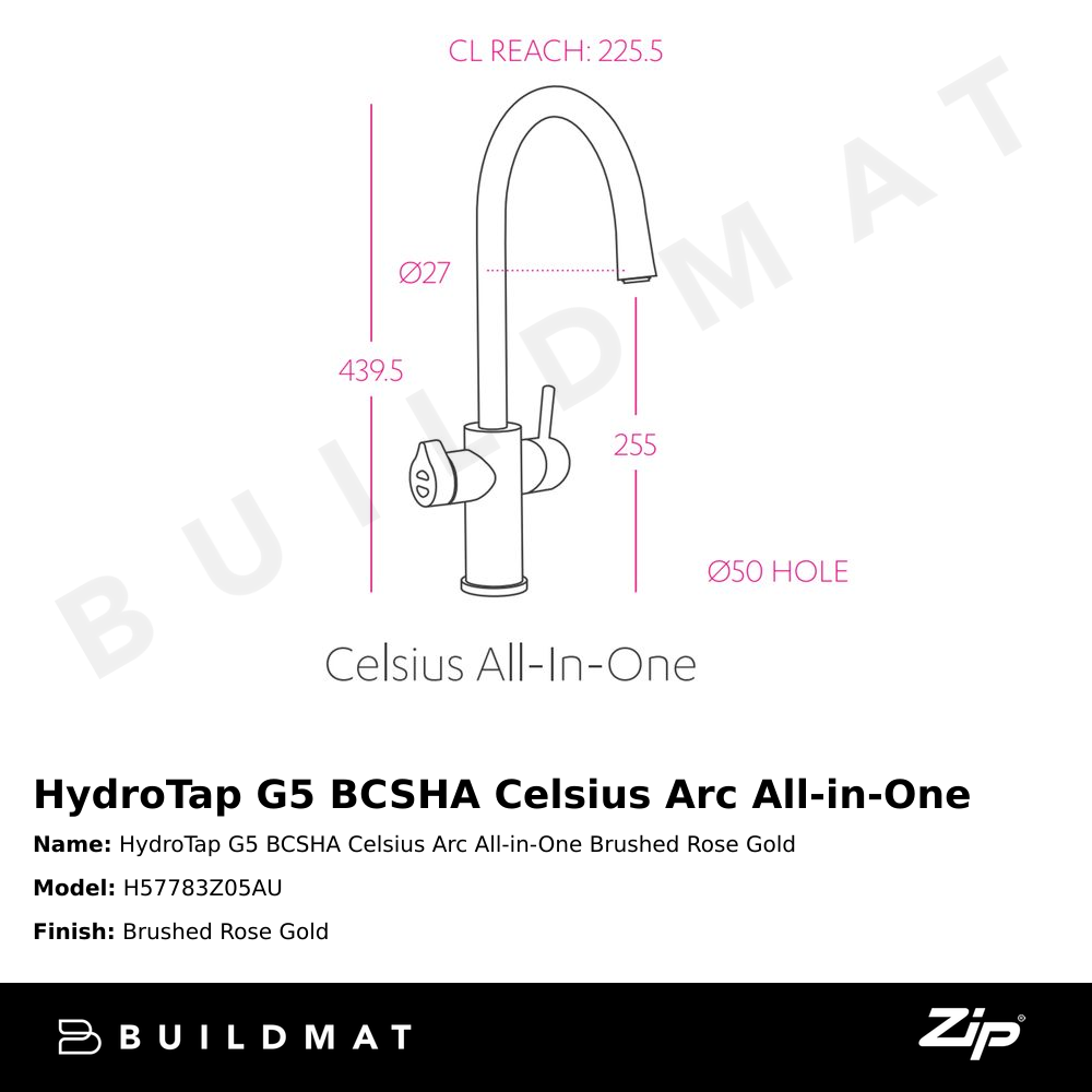 HydroTap G5 BCSHA Celsius Arc All-in-One Brushed Rose Gold