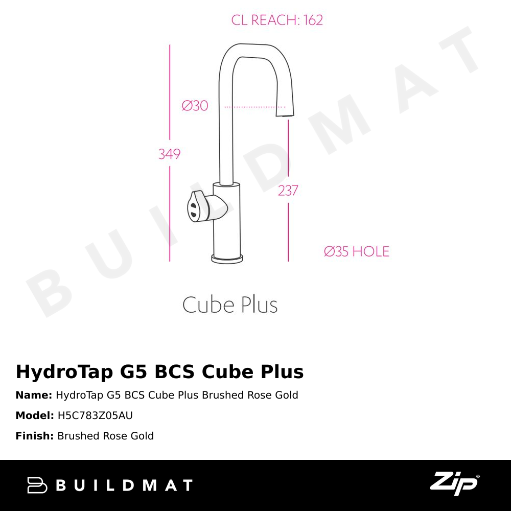 HydroTap G5 BCS Cube Plus Brushed Rose Gold