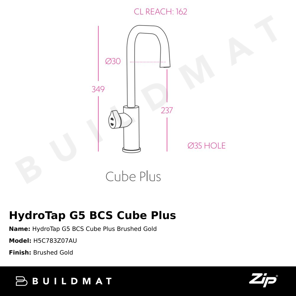HydroTap G5 BCS Cube Plus Brushed Gold