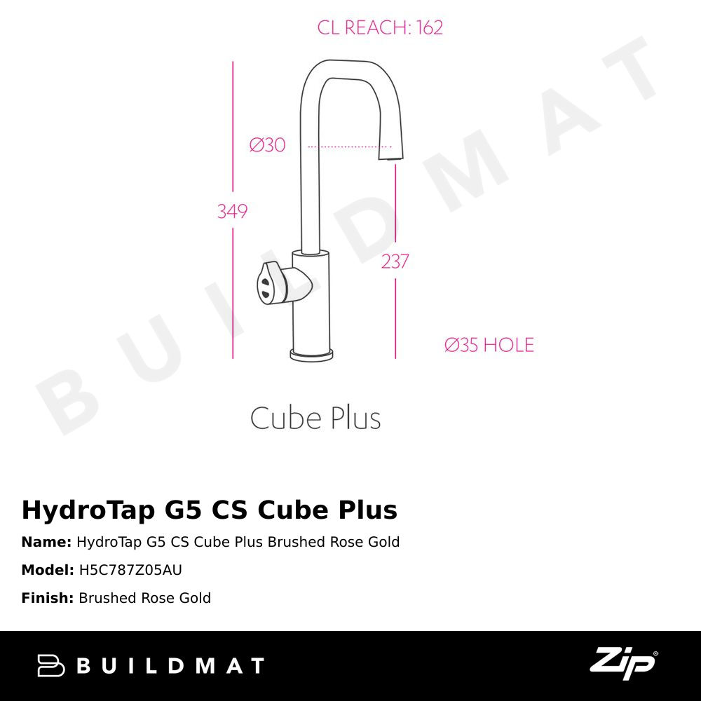 HydroTap G5 CS Cube Plus Brushed Rose Gold