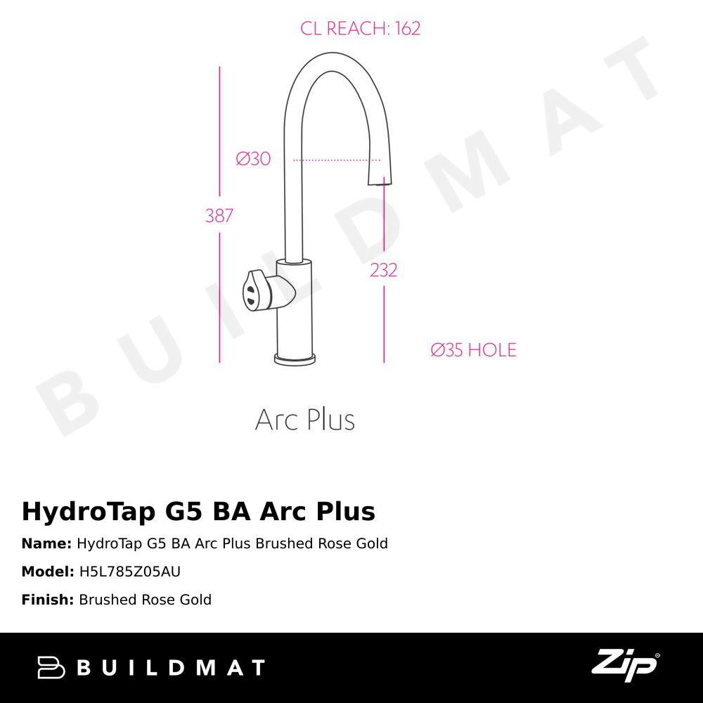 HydroTap G5 BA Arc Plus Brushed Rose Gold