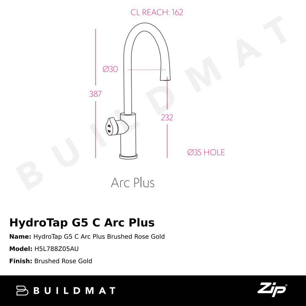 HydroTap G5 C Arc Plus Brushed Rose Gold