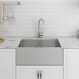 Boden Belfast Stainless Steel Farmhouse Sink - Brushed Stainless Steel