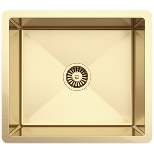 Brushed Brass Gold Penny 510x450 Single Bowl Sink - Brushed Brass Gold