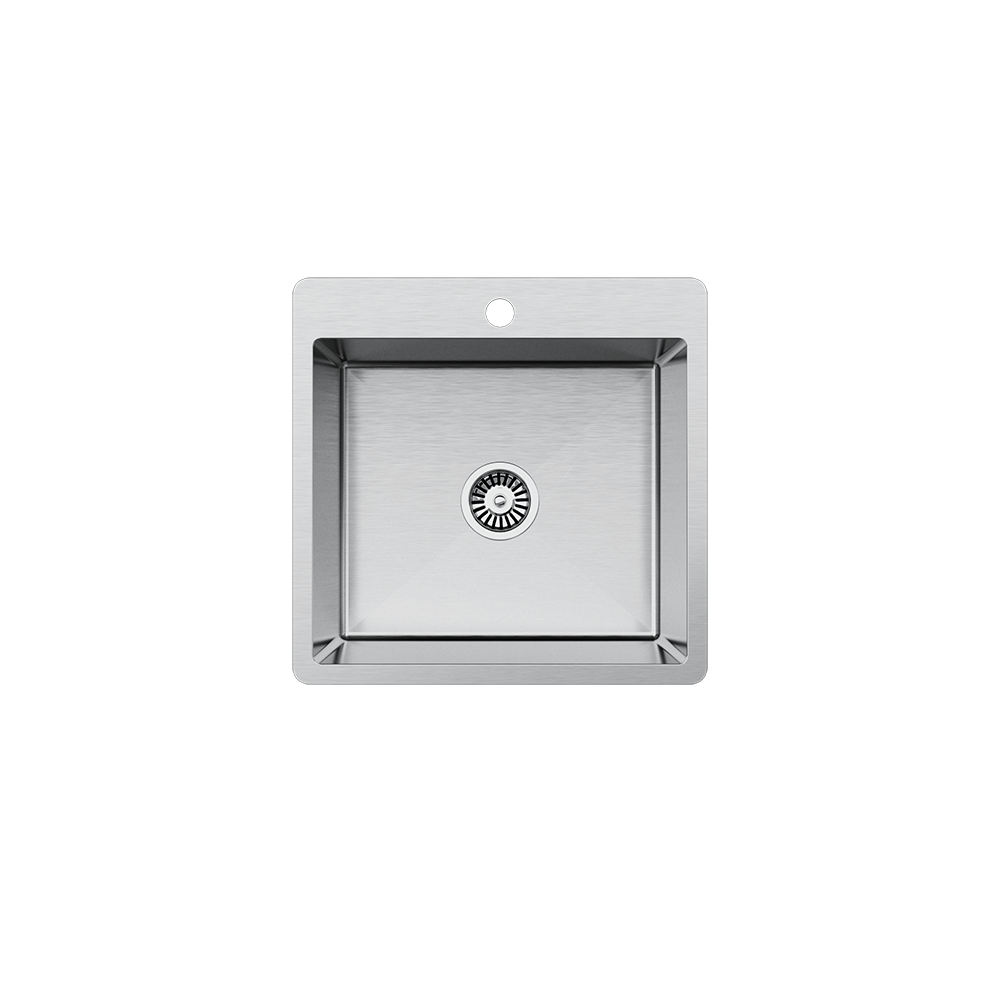 Buildmat Sink Brushed Stainless Steel Leo 510x500 Single Bowl Tap Landing Sink