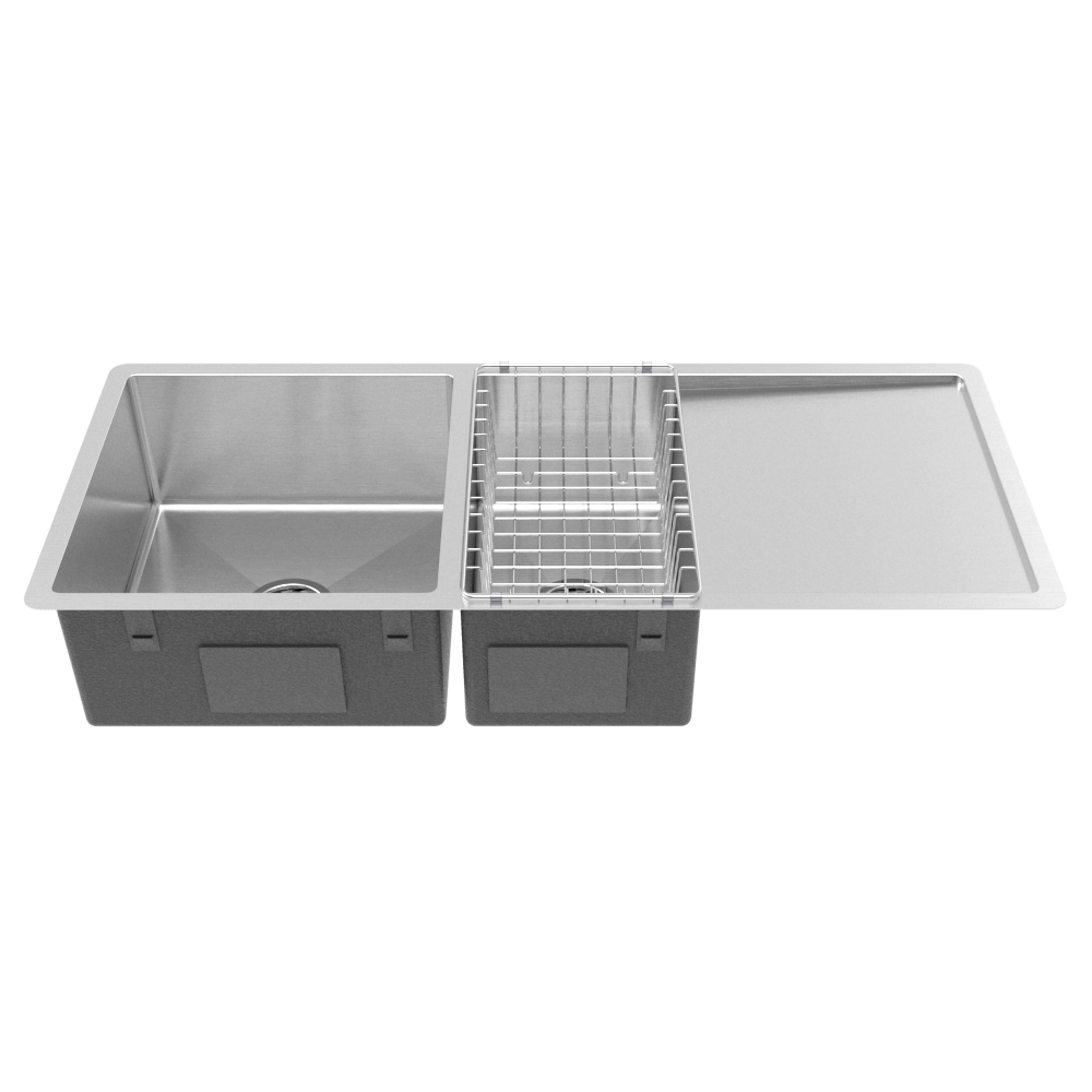 Buildmat Sink Stainless Steel Logan 1075x450 Single & Qtr Bowl with Drain Board Sink