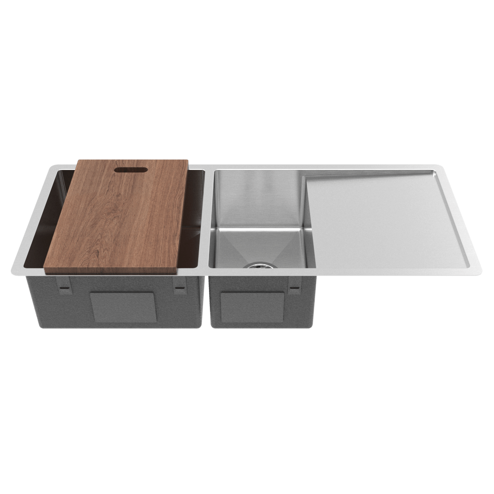 Buildmat Sink Stainless Steel Logan 1075x450 Single & Qtr Bowl with Drain Board Sink