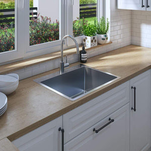 River 600x500 Medium Single Bowl Tap Landing Sink - Brushed Stainless Steel