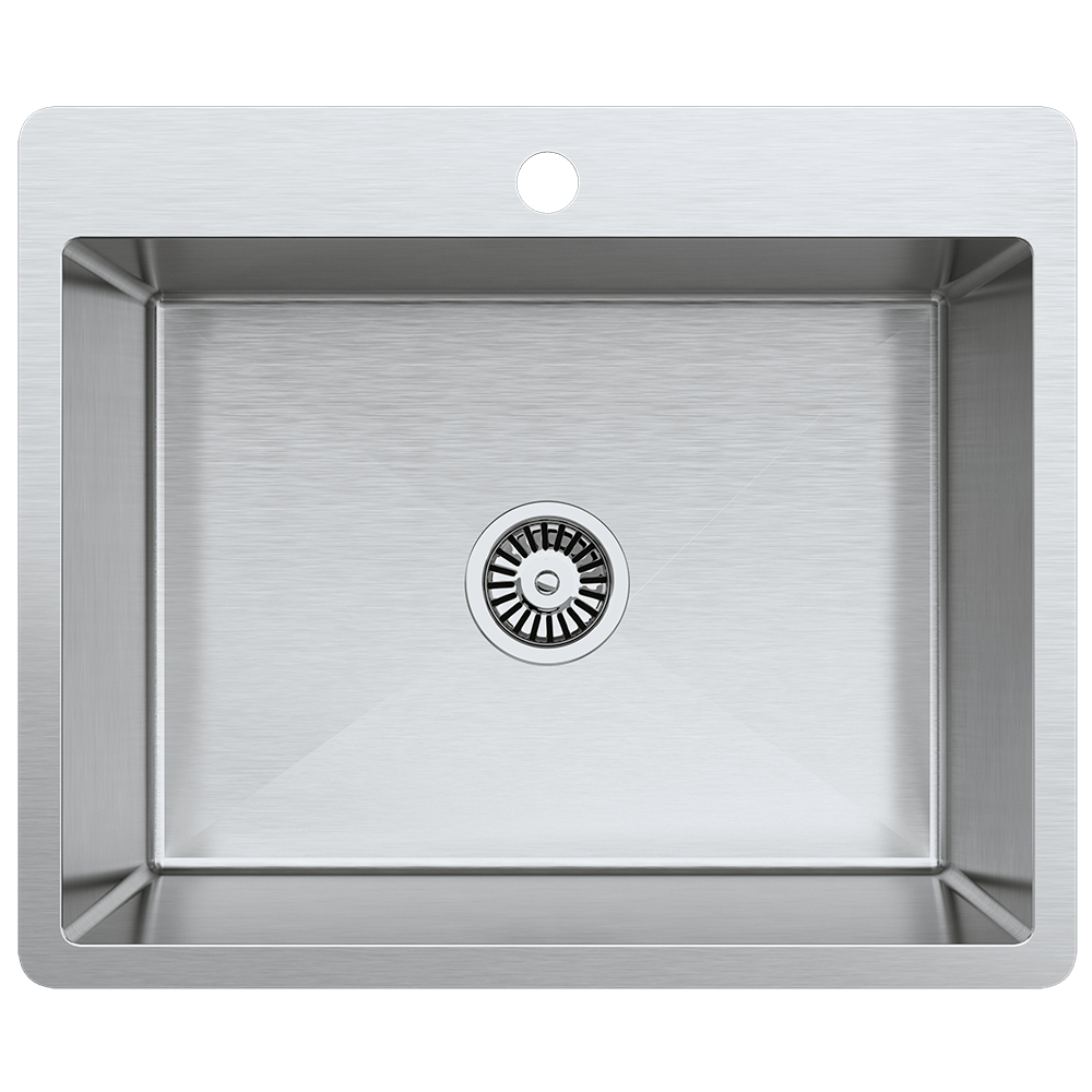Buildmat Sink Brushed Stainless Steel River 600x500 Medium Single Bowl Tap Landing Sink