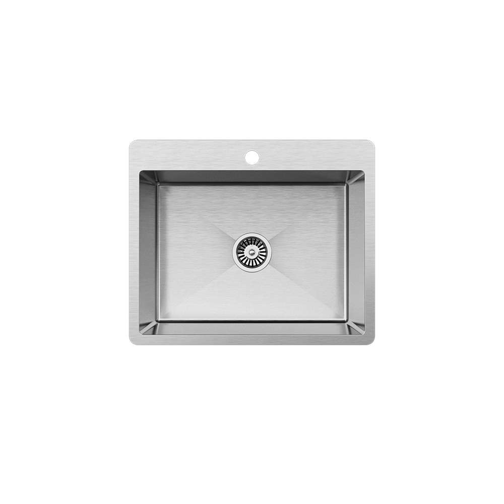 Buildmat Sink Brushed Stainless Steel River 600x500 Medium Single Bowl Tap Landing Sink