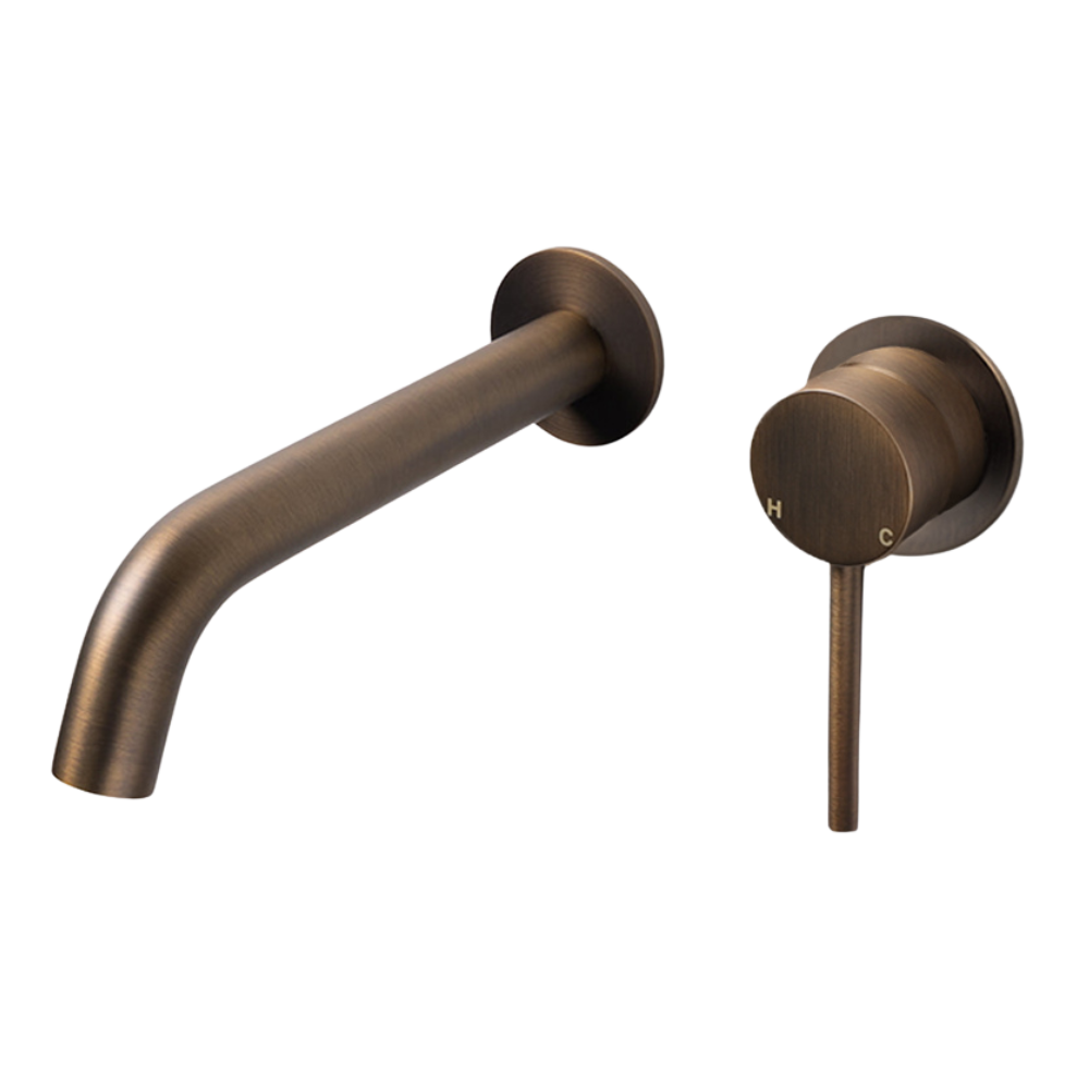 Mira Vintage Antique Brass Wall Mixer and Spout