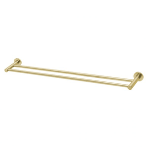 Radii Double Towel Rail 800mm Round Plate Brushed Gold - Brushed Gold