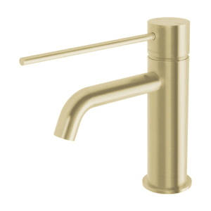 Vivid Slimline Basin Mixer Curved Outlet with Extended Lever  Brushed Gold - Brushed Gold