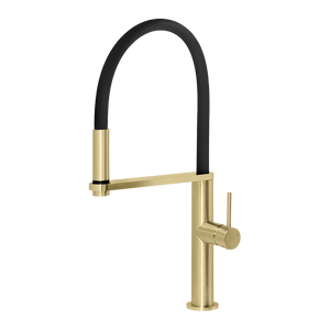 Blix Flexible Hose Brushed Gold Sink Mixer Round - Brushed Gold