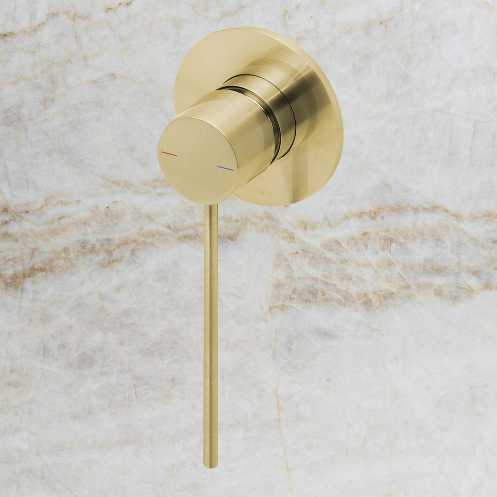 Vivid Slimline Shower / Wall Mixer with Extended Lever Brushed Gold