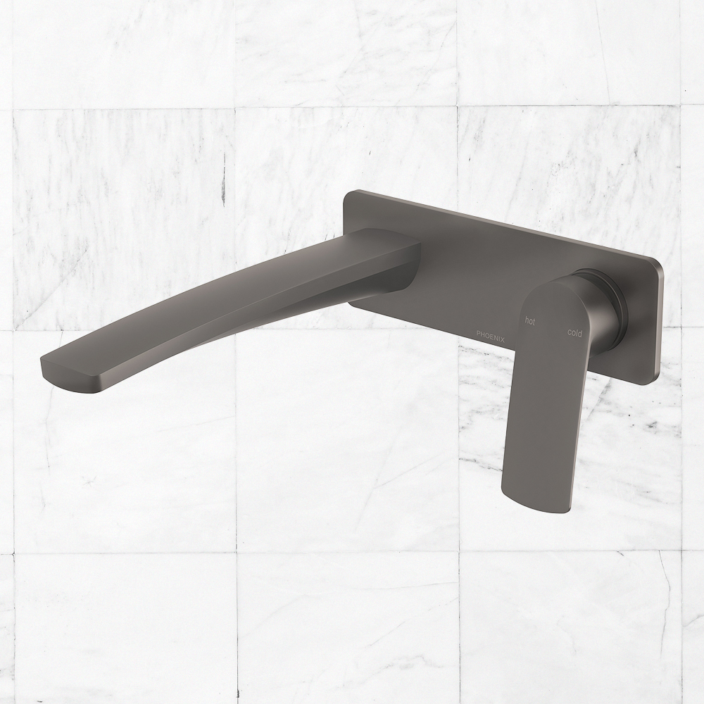 Mekko SwitchMix Wall Basin / Bath Mixer Set 200mm Brushed Carbon