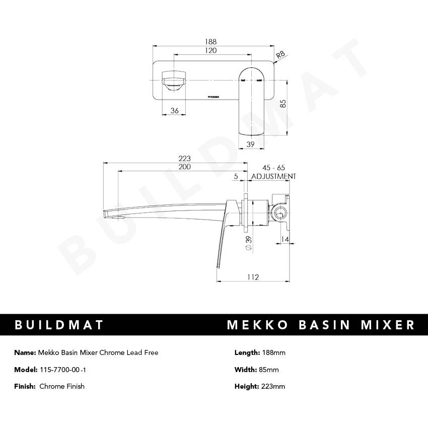 Mekko Basin Mixer Chrome Lead Free