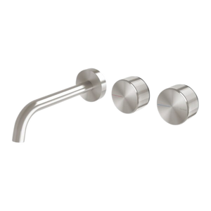 Axia Wall Basin / Bath Curved Outlet Hostess Set 180mm  Brushed Nickel - Brushed Nickel